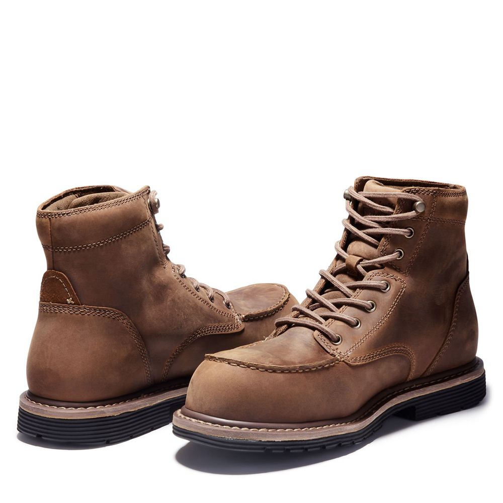 Timberland Pro Μποτακια Ανδρικα Καφε - Millworks 6\" Moc Comp Toe - Greece 7316295-HI